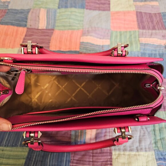 Michael Kors Marilyn Leather Satchel, Cerise, NWT - Picture 5 of 7